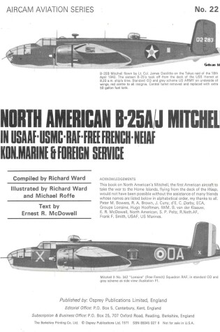 Cover of North American B.25A/J Mitchell in U.S.A.A.F., U.M.B.C., R.A.F., Free French, N.E.I.F.F., K.O.N. Marine and Foreign Service