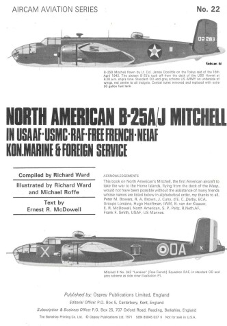 Cover of North American B.25A/J Mitchell in U.S.A.A.F., U.M.B.C., R.A.F., Free French, N.E.I.F.F., K.O.N. Marine and Foreign Service