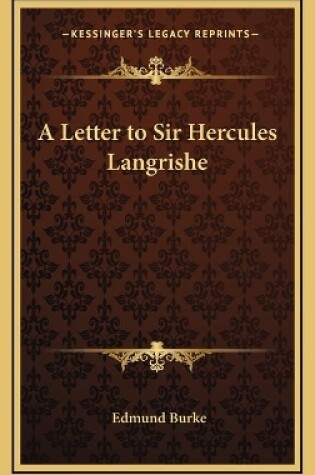 Cover of A Letter to Sir Hercules Langrishe