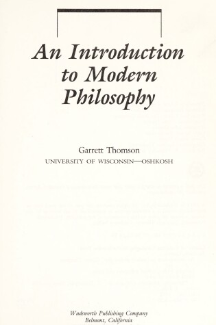 Cover of An Introduction to Modern Philosophy