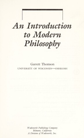 Book cover for An Introduction to Modern Philosophy