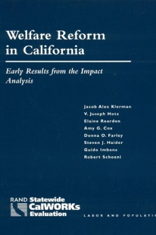 Cover of Welfare Reform in California