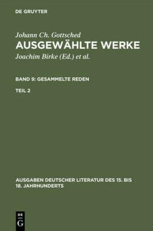 Cover of Ausgewahlte Werke, Bd 9/Tl 2, Ausgaben deutscher Literatur des 15. bis 18. Jahrhunderts Band 9/Teil 2