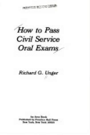 Cover of How Pass Civil Service Oral Ex