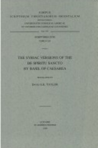 Cover of The Syriac Versions of the De Spiritu Sancto by Basil of Caesarea