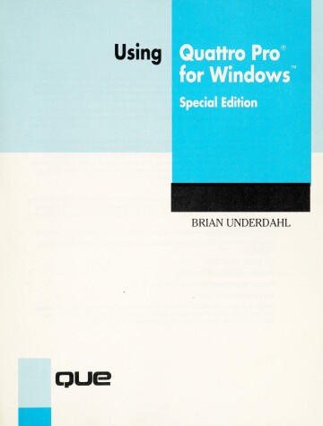 Book cover for Using Quattro Pro for Windows