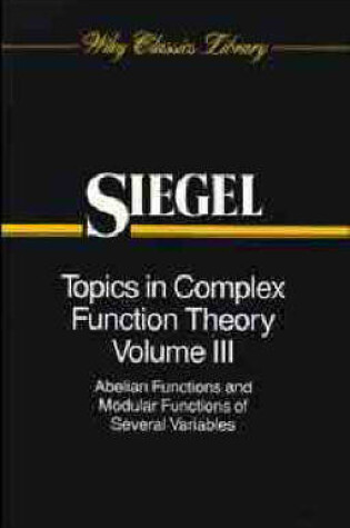 Cover of Topics in Complex Function Theory, Volume 3