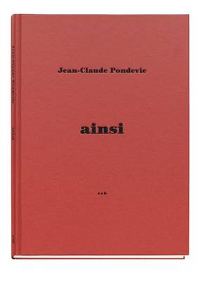 Book cover for Jean Claude Pondevie - Ainsi