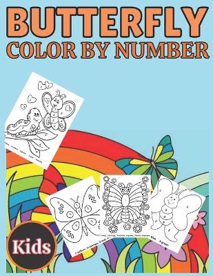 Book cover for Butterfly color by number kids