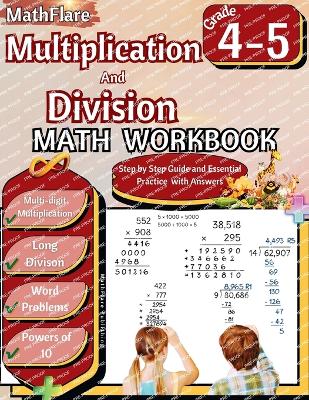 Book cover for Multiplication and Division Math Workbook 4th and 5th Grade