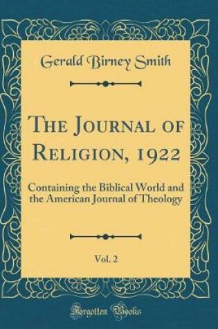 Cover of The Journal of Religion, 1922, Vol. 2