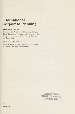 Cover of International Corporate Planning