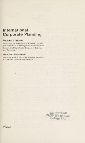Book cover for International Corporate Planning