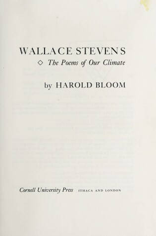 Cover of Wallace Stevens