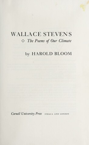 Book cover for Wallace Stevens