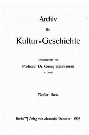 Cover of Archiv fur Kulturgeschichte