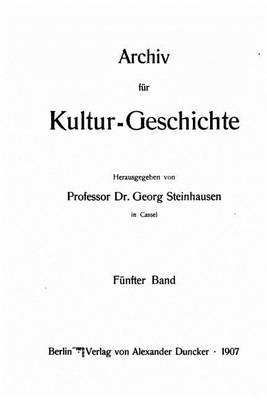 Book cover for Archiv fur Kulturgeschichte