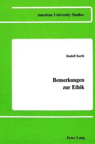 Cover of Bemerkungen zur Ethik