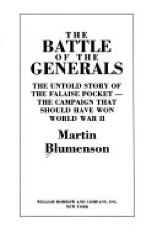 Cover of The Battle of the Generals