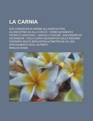 Book cover for La Carnia; Sue Condizioni in Ordine All'agricolttra, All'industria Ed Alla Civilta