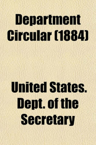 Cover of Department Circular (1884)