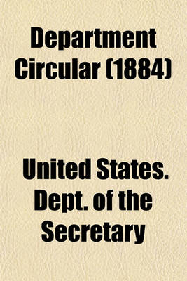 Book cover for Department Circular (1884)