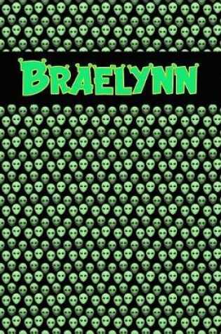 Cover of 120 Page Handwriting Practice Book with Green Alien Cover Braelynn