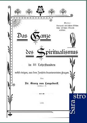 Book cover for Das Ganze Des Spiritualismus