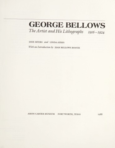 Book cover for George Bellows