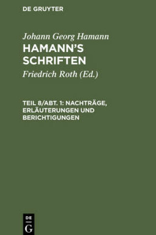 Cover of Nachtrage, Erlauterungen Und Berichtigungen