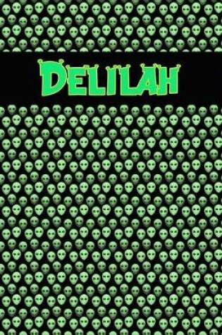 Cover of 120 Page Handwriting Practice Book with Green Alien Cover Delilah