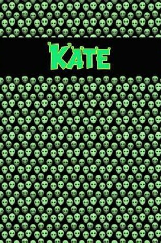 Cover of 120 Page Handwriting Practice Book with Green Alien Cover Kate