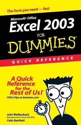 Book cover for Excel 2003 for Dummies Quick Reference