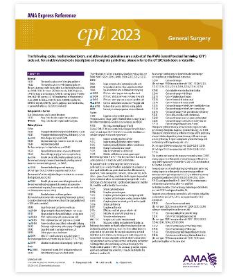 Cover of CPT 2023 Express Reference Coding Card:  General Surgery