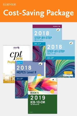Cover of Step-By-Step Medical Coding 2018 Edition - Text, Workbook, 2019 ICD-10-CM for Physicians Edition, 2018 HCPCS Professional Edition and AMA 2018 CPT Professional Edition Package