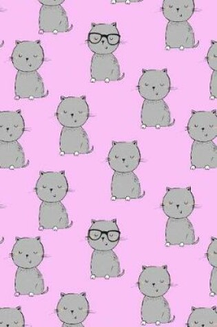 Cover of Journal Notebook For Cat Lovers Grey Cats On Pink