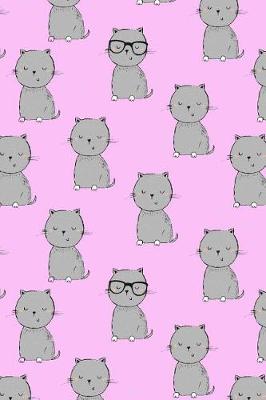 Cover of Journal Notebook For Cat Lovers Grey Cats On Pink