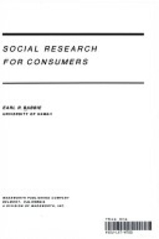 Cover of Social Research for Consumers