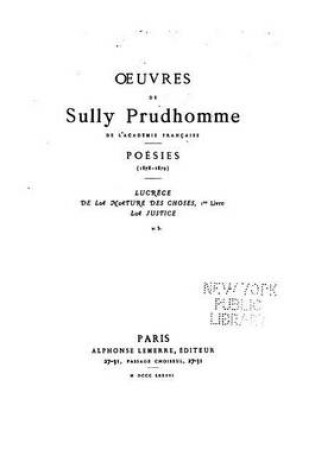 Cover of Oeuvres de Sully Prudhomme - Poésies