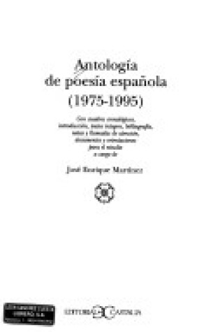 Cover of Antologia de poesia espanola (1975-1995)