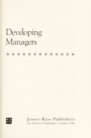 Cover of Developing Managers