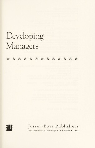 Book cover for Developing Managers