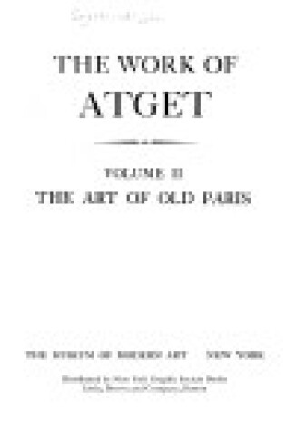 Cover of The Work of Atget