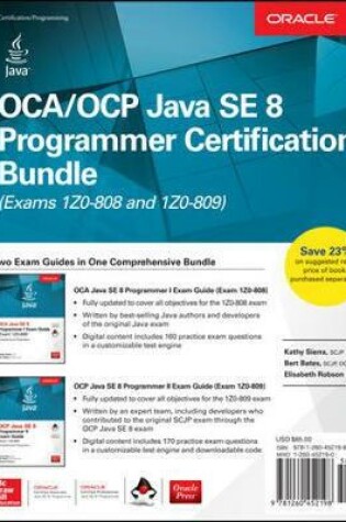 Cover of OCA/OCP Java SE 8 Programmer Certification Bundle (Exams 1Z0-808 and 1Z0-809)