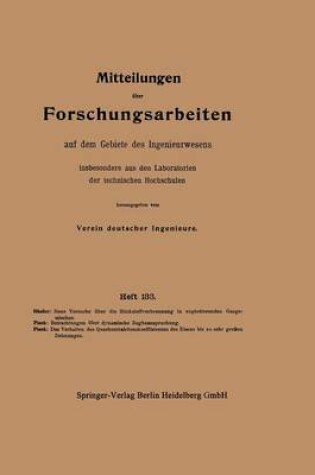 Cover of Mitteilungen über Forschungsarbeiten auf dem Gebiete des Ingenieurwesens