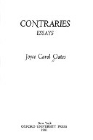 Cover of Contraries