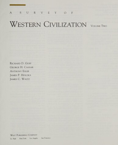 Book cover for A Survey of Western Civilization