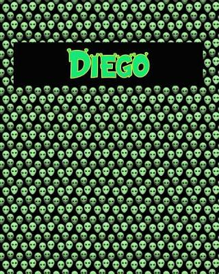 Book cover for 120 Page Handwriting Practice Book with Green Alien Cover Diego