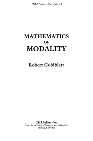 Cover of Mathematics of Modality