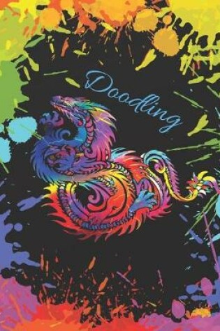 Cover of Rainbow Red Dragon on Black Colorful Splatter Cute Gift Sketch Book Blank Paper Journal for Doodling Sketching Coloring or Writing